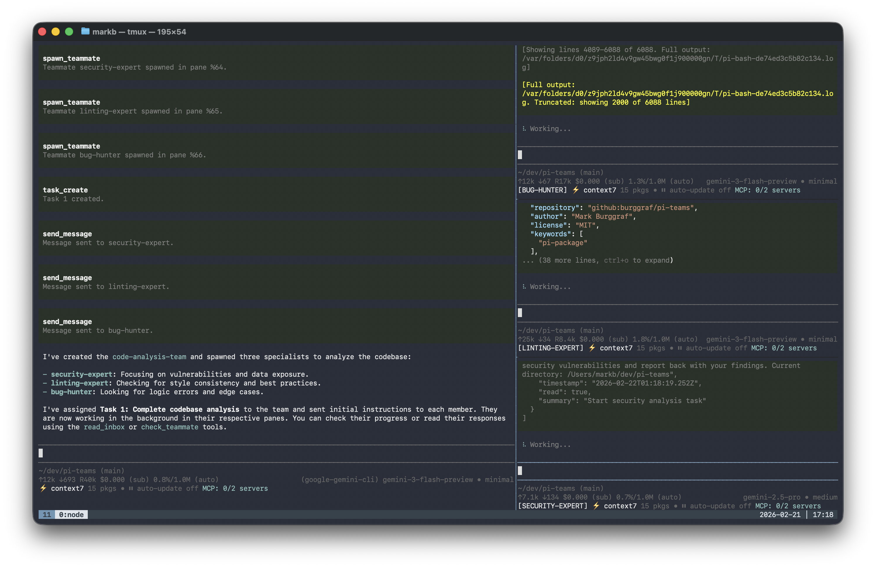 clanker-teams in tmux